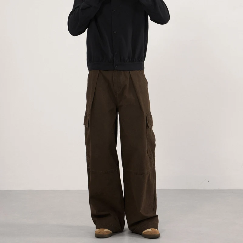 Herren Extraweite Canvas‑Cargohose mit hoher Bundlinie, Knieabnähern und aufgesetzten Pattentaschen Nord Taschen