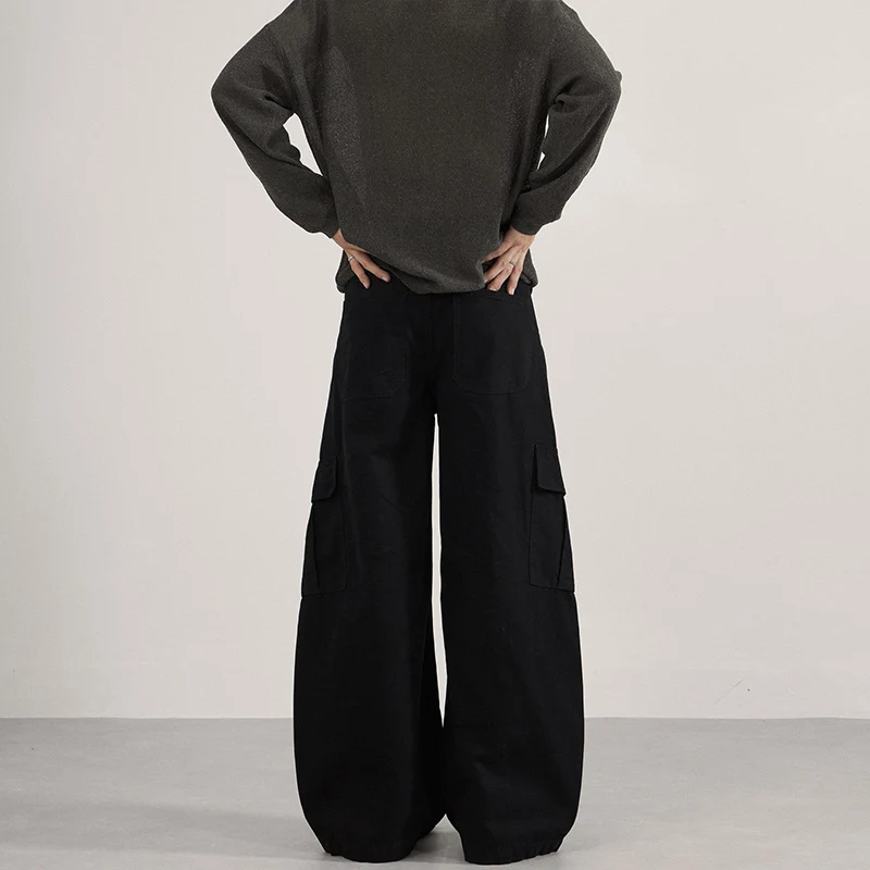Herren Extraweite Canvas-Cargo-Palazzohose mit tiefem Schritt und großen Klappentaschen Nord Taschen