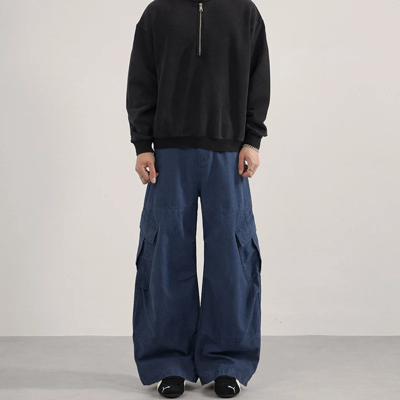 Herren Extraweite Canvas-Cargo-Palazzohose mit tiefem Schritt und großen Klappentaschen Nord Taschen