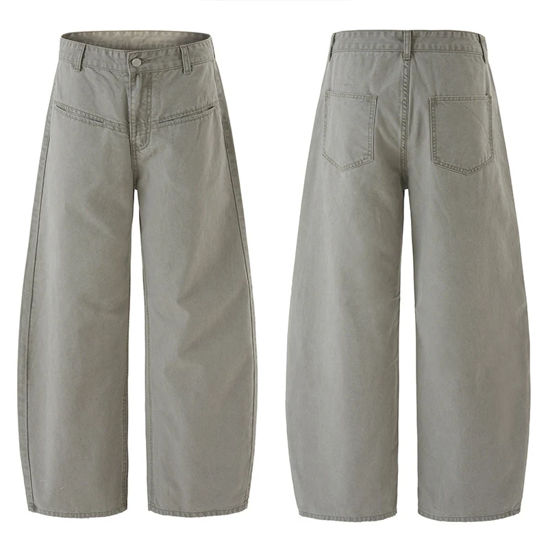 Herren Extraweite Bodenlange Canvas-inspirierte Weithose mit überlangem Saum Nord Taschen