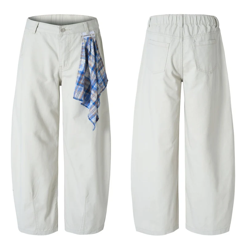Herren Extraweite Baumwoll‑Twill‑Palazzohose mit markanten Saumnähten und skulpturaler Form Nord Taschen