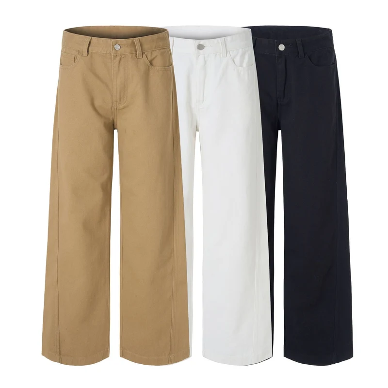 Herren Extraweite Baumwoll-Twill-Hose mit hoher Bundhöhe und extra weitem Bein Nord Taschen