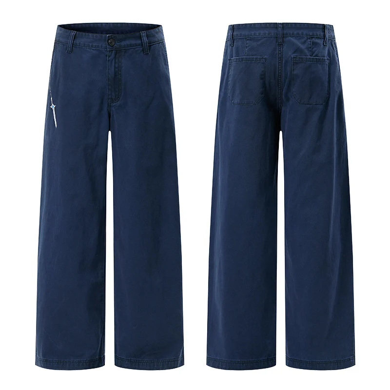 Herren Extraweite Baumwoll‑Twill Baggyhose mit tiefem Schritt und Karabineranhänger Nord Taschen