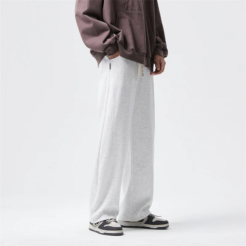 Herren Ultraweit geschnittene Fleece-Loungehose mit Tunnelzug und geradem Bein Nord Taschen
