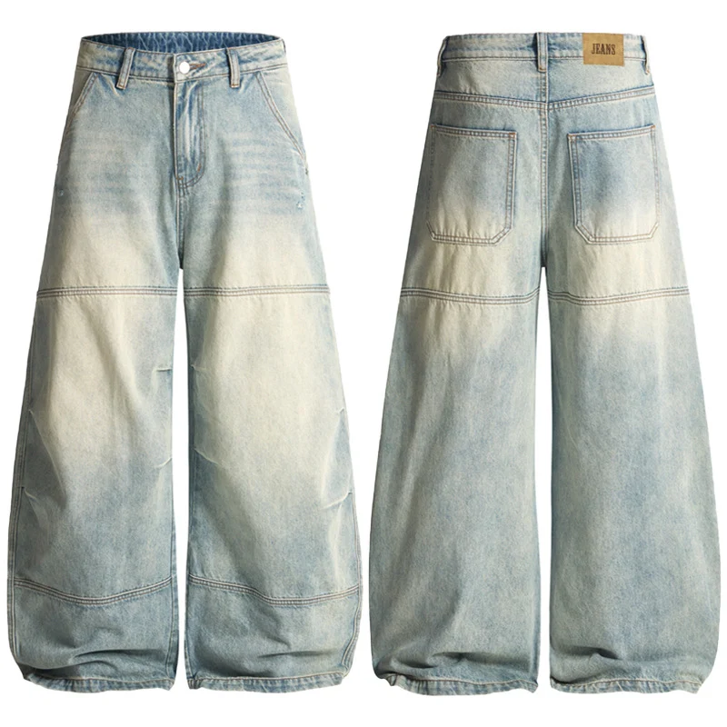 Herren Superweite Denim-Palazzo-Hose mit segmentierten Nähten und voluminöser Silhouette Nord Taschen