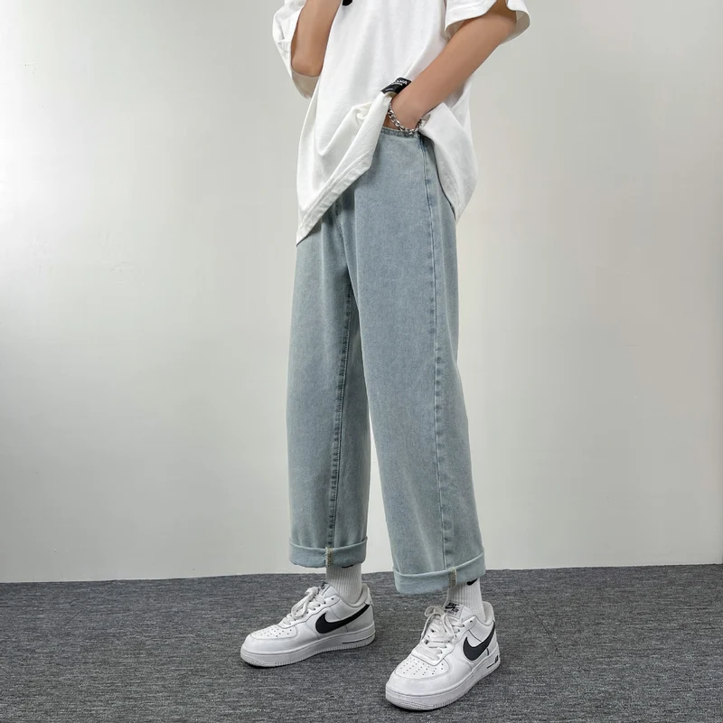 Herren Superweit geschnittene Straight‑Baggy‑Jeans aus schwerem schwarzem Denim mit elastischem Saum Nord Taschen