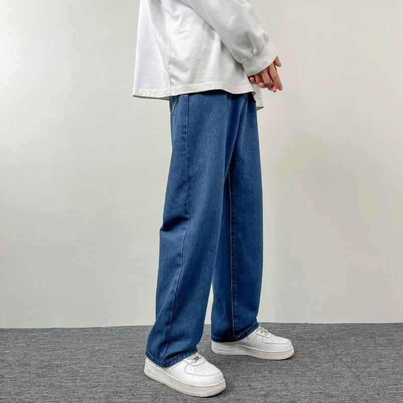 Herren Superweit geschnittene Straight‑Baggy‑Jeans aus schwerem schwarzem Denim mit elastischem Saum Nord Taschen