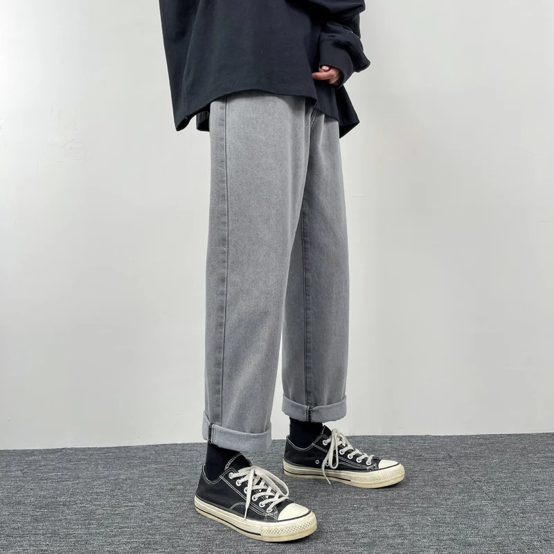 Herren Superweit geschnittene Straight‑Baggy‑Jeans aus schwerem schwarzem Denim mit elastischem Saum Nord Taschen