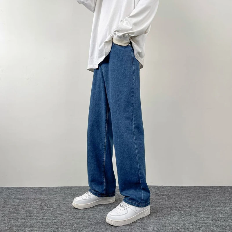 Herren Superweit geschnittene Straight‑Baggy‑Jeans aus schwerem schwarzem Denim mit elastischem Saum Nord Taschen