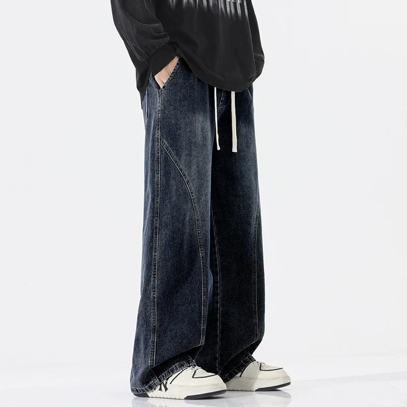 Herren Skulpturale Baggy-Denimhose mit tiefem Schritt und abgerundetem Saum Nord Taschen