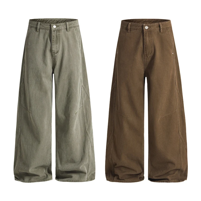 Herren Weite Canvashose mit weitem Bein und Utility‑Nähten Nord Taschen
