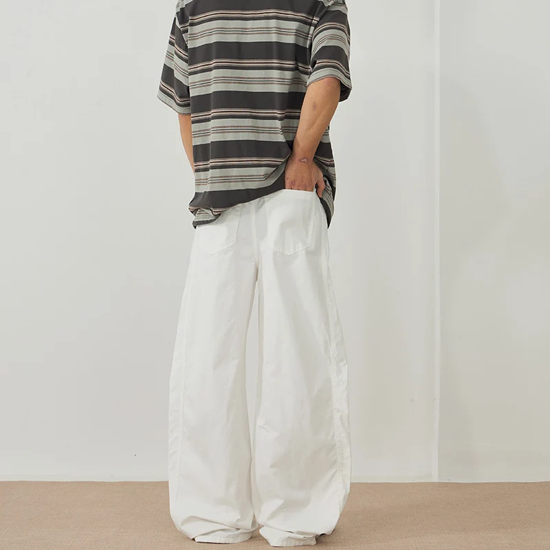 Herren Extraweite Baggy-Hose aus leichtem Baumwoll-Twill mit Tunnelzugsaum und Teilungsnähten Nord Taschen