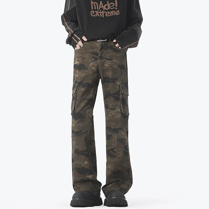 Herren Cargohose im weiten Marlene-Cut mit Camouflage‑Print und Kniepaneelen Nord Taschen