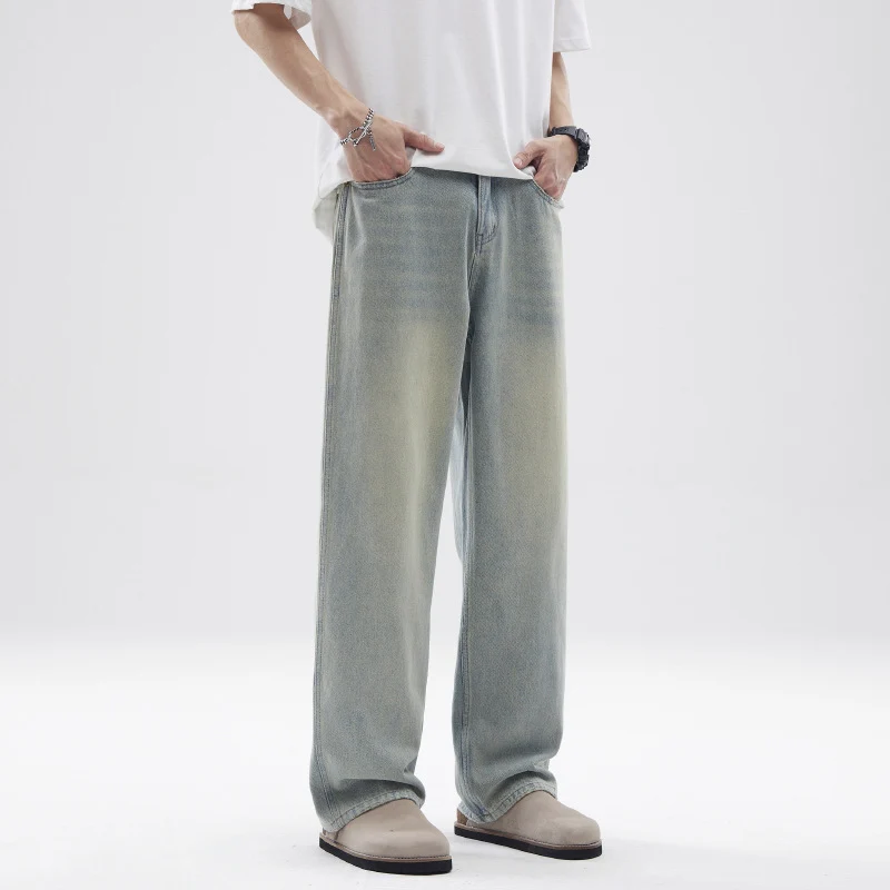 Herren Relaxte Vintage-Denim-Hose im geraden Oversize-Schnitt mit soften Fade-Zonen Nord Taschen