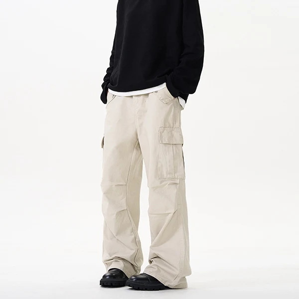 Herren Relaxed Utility-Cargohose im Palazzoschnitt aus Baumwoll-Twill Nord Taschen