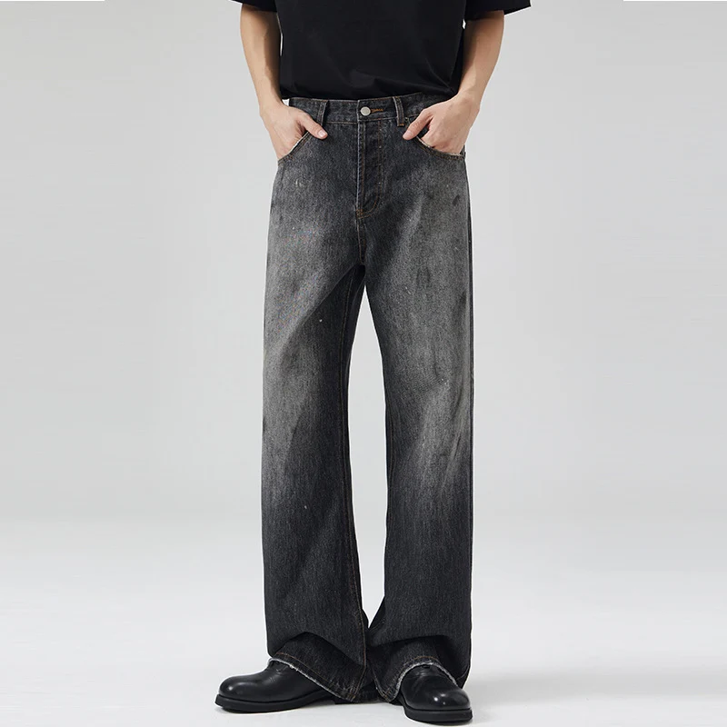 Herren Relaxed‑Straight Denim-Jeans mit Vintage-Waschung und verlängertem Saum Nord Taschen