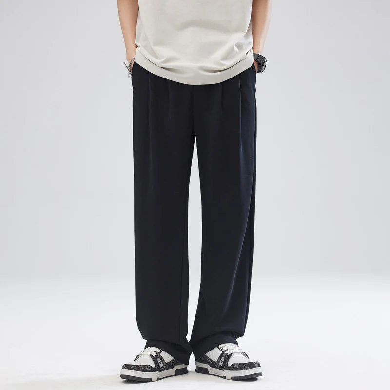 Herren Relaxed-Fit Soft-Jersey Palazzo-Hose mit elastischem Bund und Bügelfalte Nord Taschen
