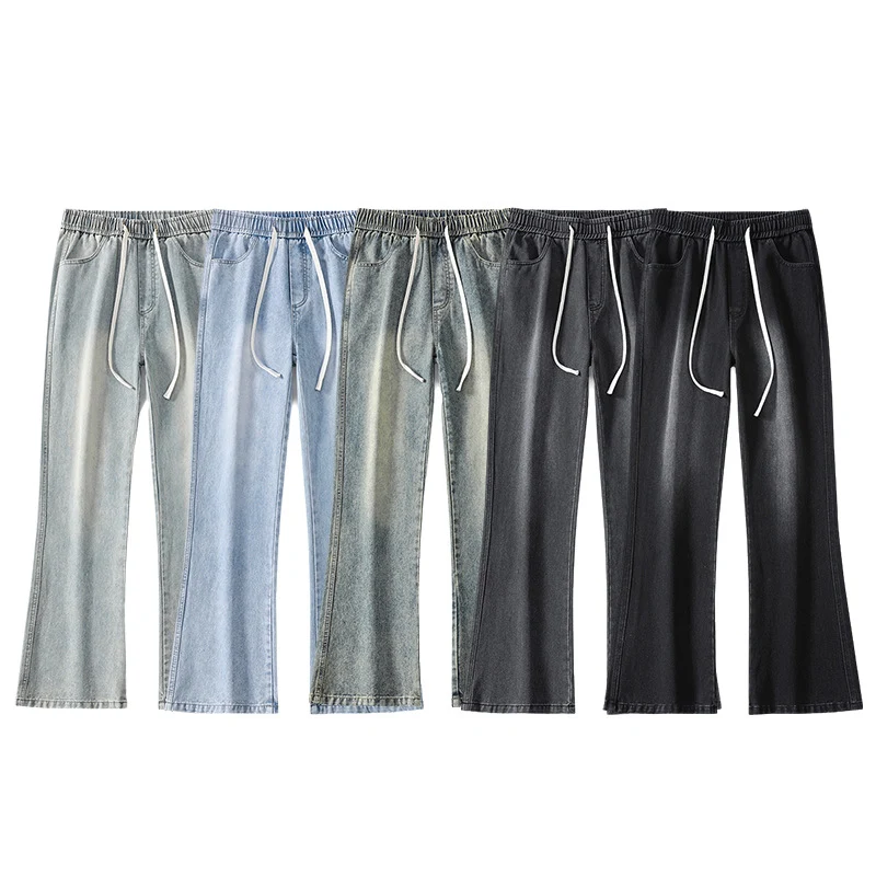 Herren Bodenlange Stonewashed Baggy-Jeans mit extra weitem Bein und tiefem Schritt Nord Taschen