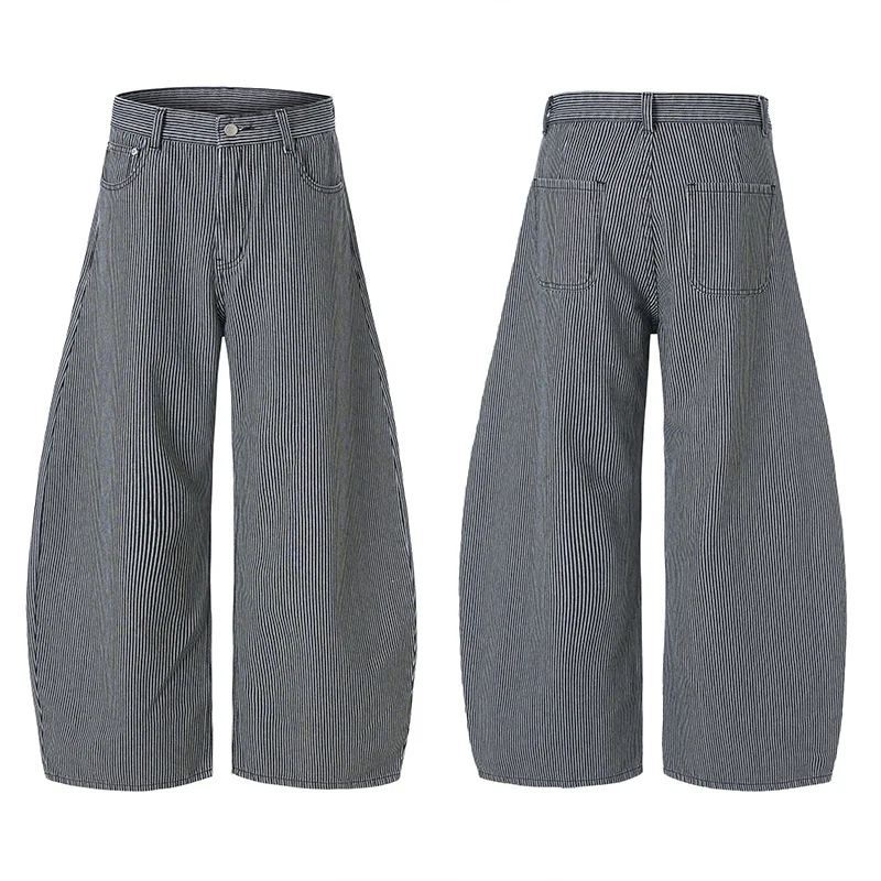 Herren Bodenlange Oversize-Hose mit extrem weitem Bein und feinem Nadelstreifen-Design Nord Taschen