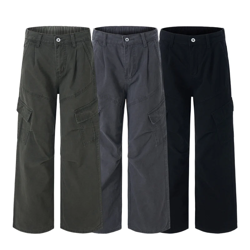 Damen Weit geschnittene Utility‑Cargohose im Palazzoschnitt mit hoher Taille und aufgesetzten Pattentaschen Nord Taschen