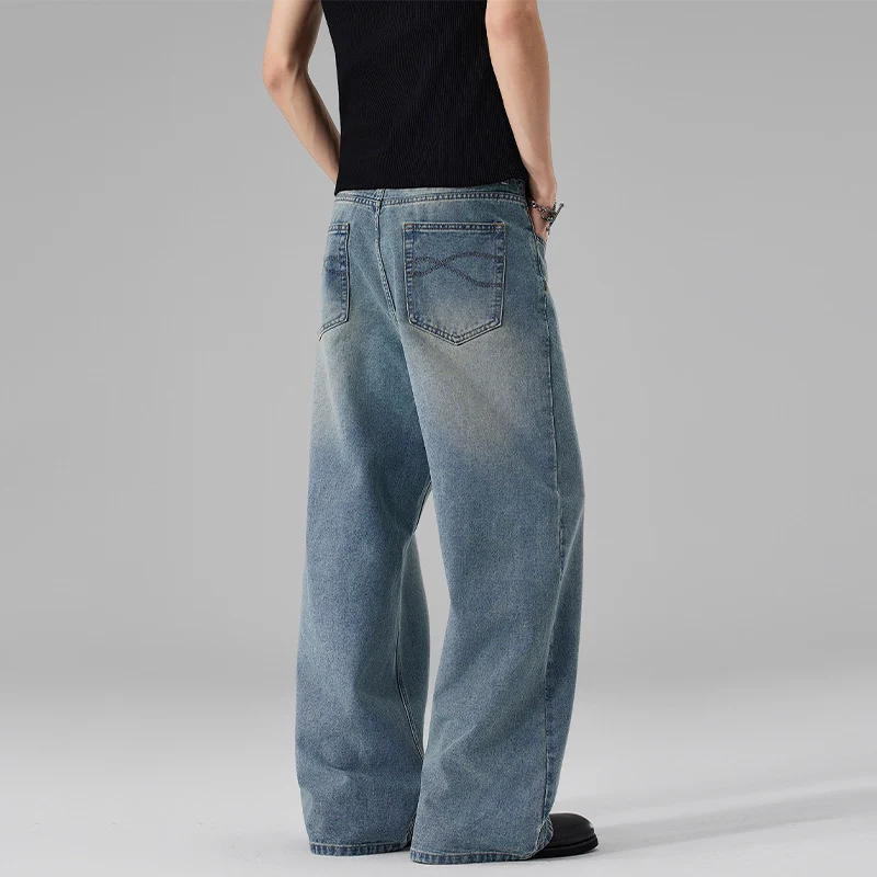 Damen Ultraweite Bodenlange Denim-Palazzohose mit skulpturaler Weite und soften Bleach-Akzenten Nord Taschen