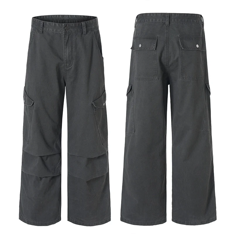 Herren Weite Canvas-Cargohose im Baggy-Schnitt mit extra weitem Bein, Knieabnähern und aufgesetzter Seitentasche Nord Taschen