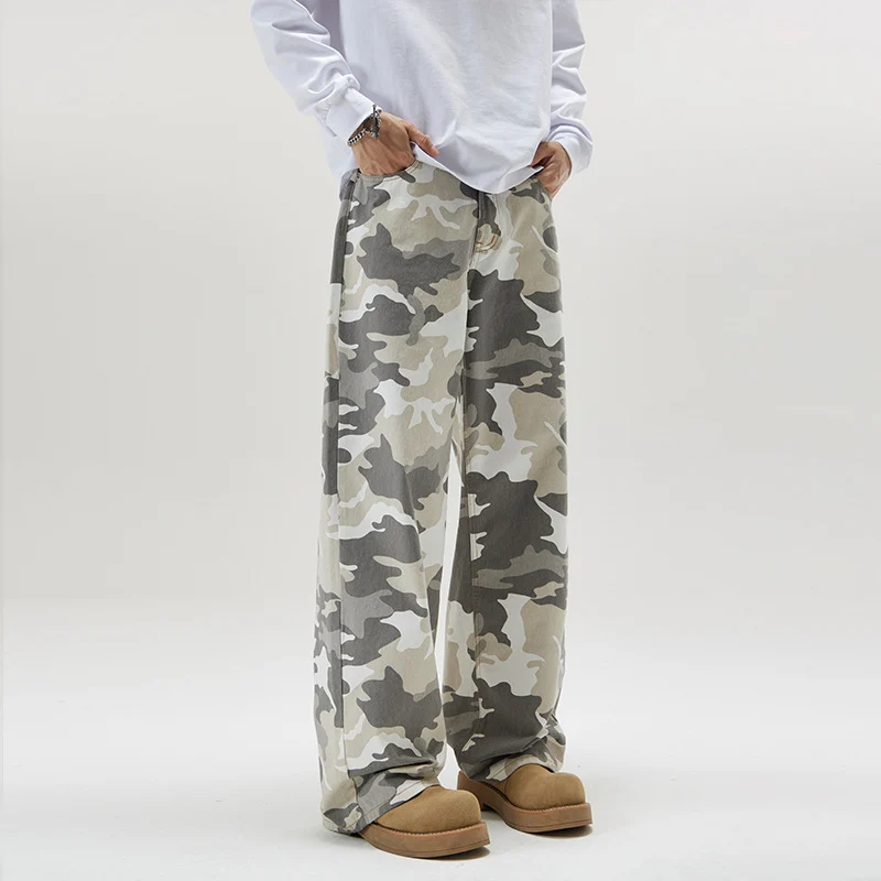 Herren Weite Camouflage-Twill-Hose im Oversize-Baggy-Schnitt Nord Taschen