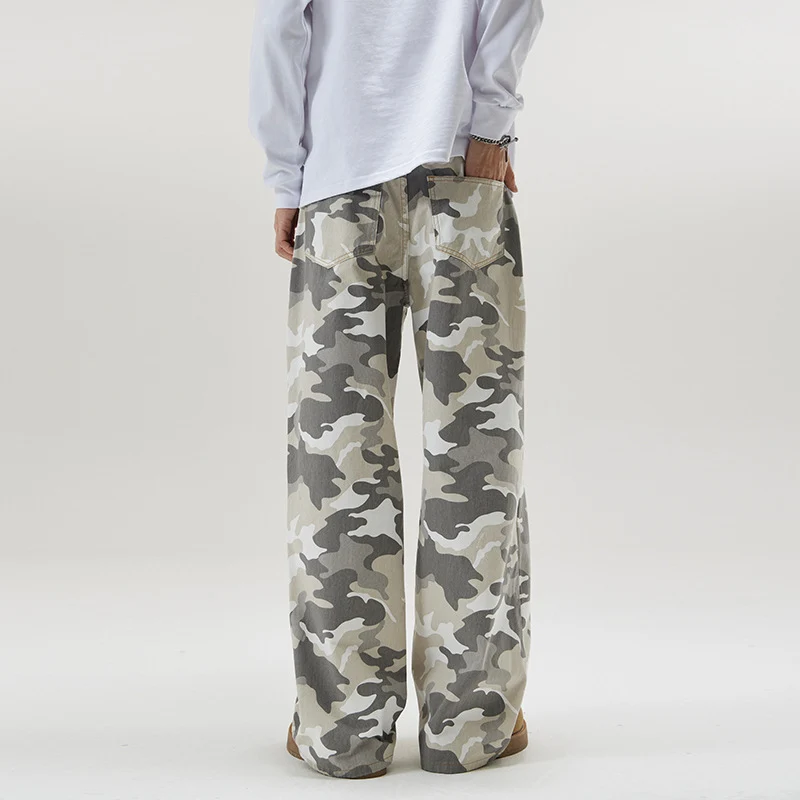 Herren Weite Camouflage-Twill-Hose im Oversize-Baggy-Schnitt Nord Taschen