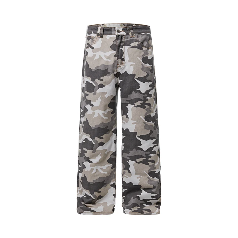 Herren Weite Camouflage-Twill-Hose im Oversize-Baggy-Schnitt Nord Taschen