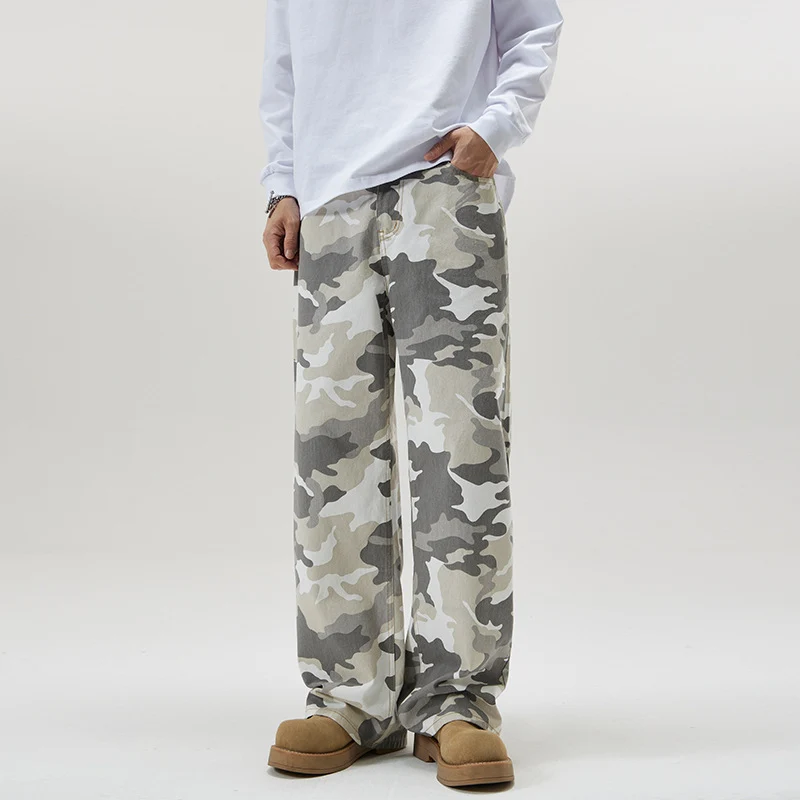 Herren Weite Camouflage-Twill-Hose im Oversize-Baggy-Schnitt Nord Taschen