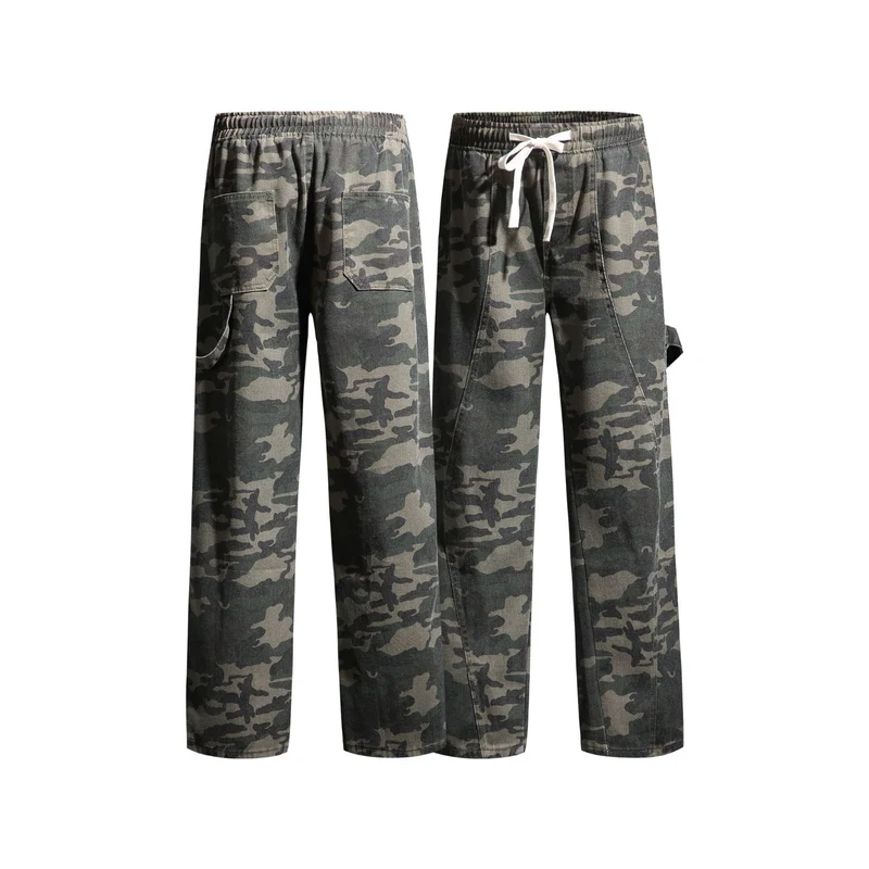 Herren Weite Camouflage-Cargohose mit langen Tunnelzügen und Utility-Schlaufen Nord Taschen