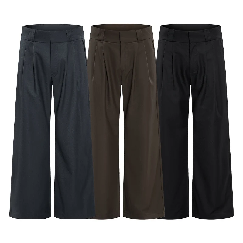 Herren Weite Bundfalten-Hose mit hoher Taille und Stretch-Baumwollmix Nord Taschen