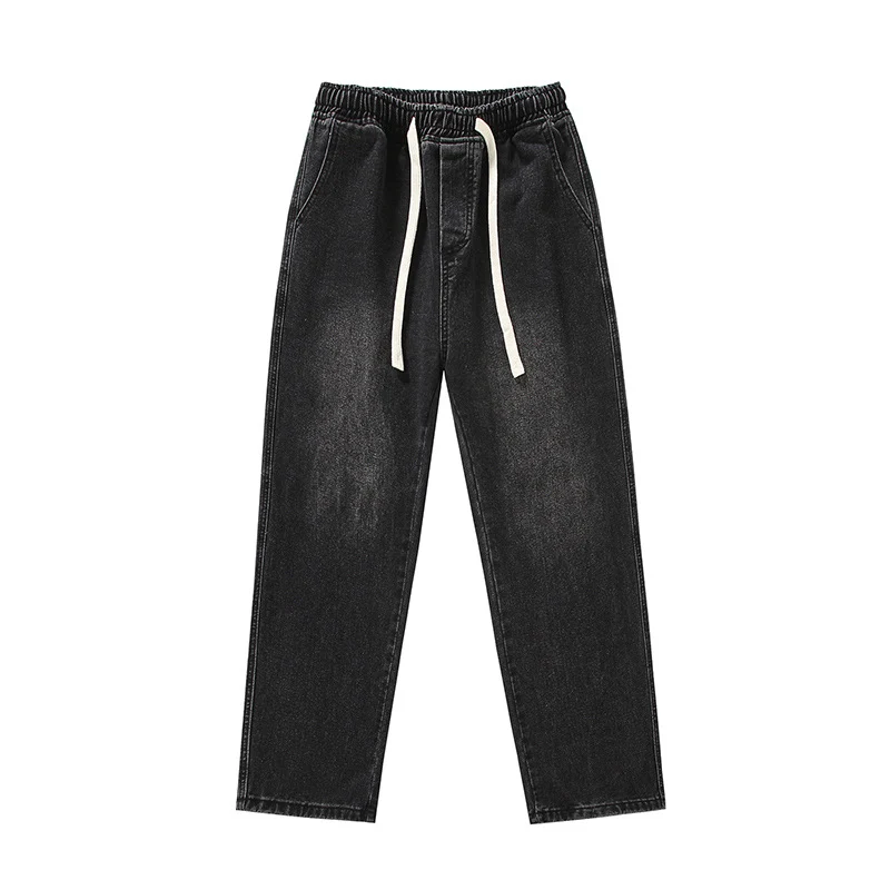 Herren Relaxed-Fit Denim-Jogginghose mit elastischem Tunnelzugbund und geradem Bein Nord Taschen