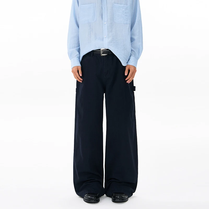 Herren Bodenlange Baggy-Twill-Hose mit tiefem Schritt, elastischem Bund und Utility-Seitentaschen Nord Taschen