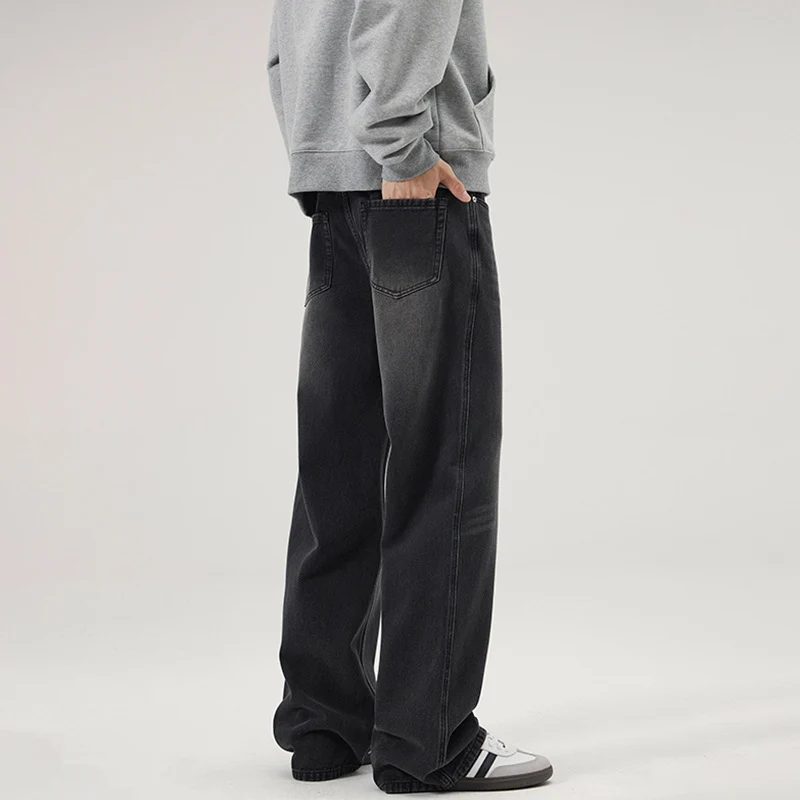 Herren Baggy-Jeans mit tiefem Schritt, verwaschener Vintage-Denim und geradem Bein Nord Taschen