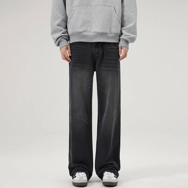 Herren Baggy-Jeans mit tiefem Schritt, verwaschener Vintage-Denim und geradem Bein Nord Taschen