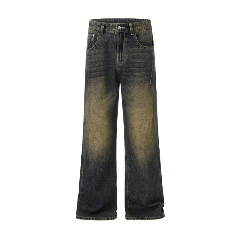 Herren Baggy-Denimhose mit extra weitem Bein und Vintage-Waschung Nord Taschen