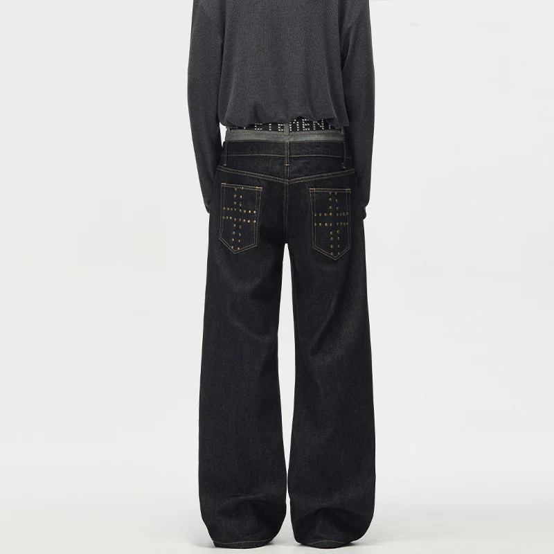 Herren Baggy-Denimhose mit doppeltem Bund und ultrabreitem Bein Nord Taschen
