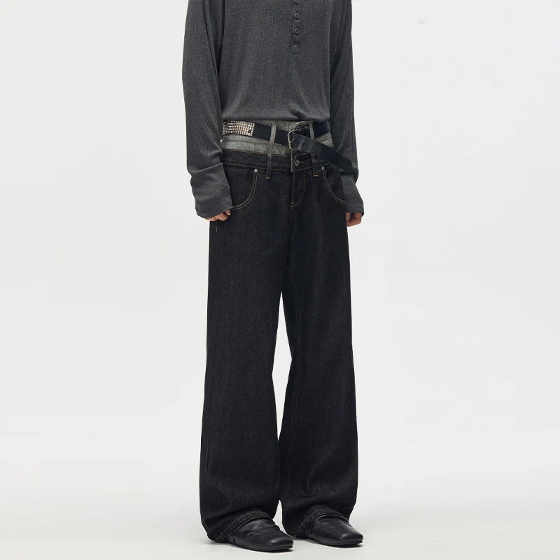 Herren Baggy-Denimhose mit doppeltem Bund und ultrabreitem Bein Nord Taschen