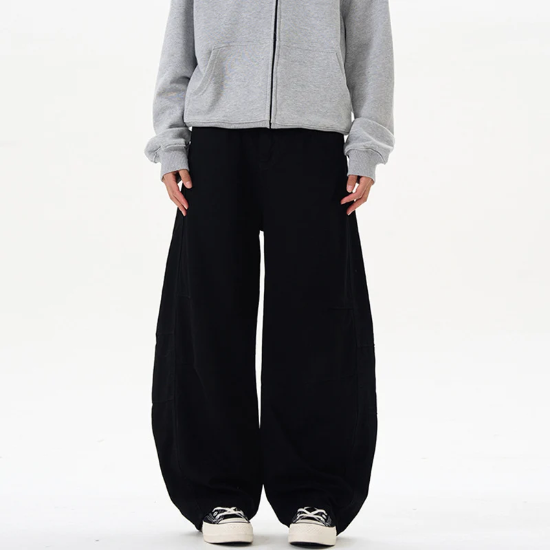 Damen Ultraweite Baumwoll-Canvas Palazzo-Hose mit elastischem Bund und Utility-Nähten Nord Taschen