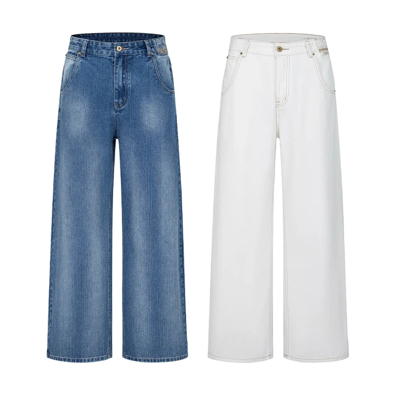 Damen Ultraweit geschnittene Canvas-Five-Pocket-Hose mit tiefer Bundlinie Nord Taschen