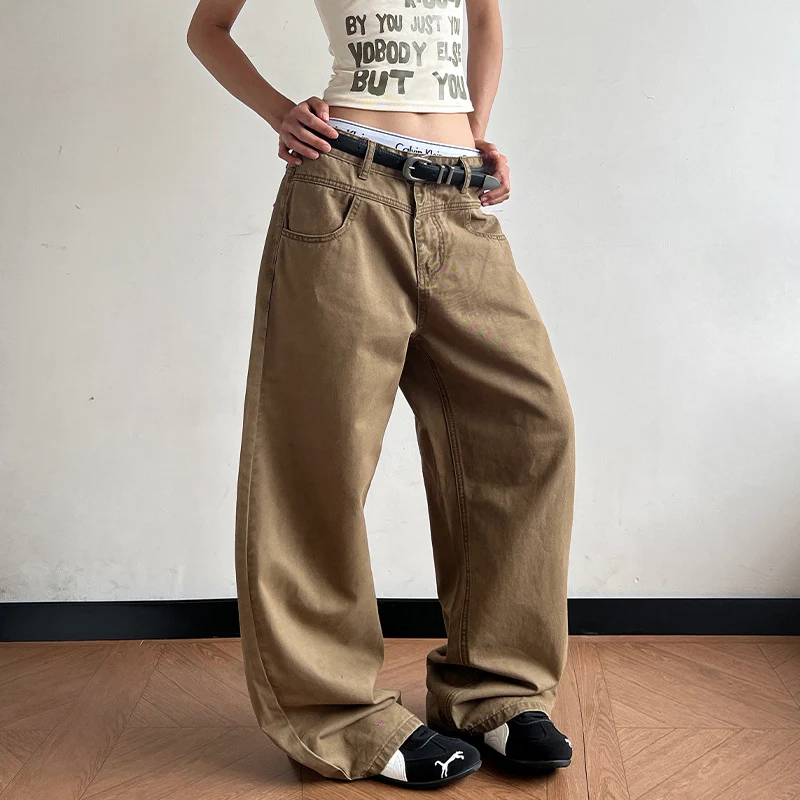 Damen Tiefsitzende Baggy-Denimhose mit ultraweitem Bein und relaxed-Fit Nord Taschen