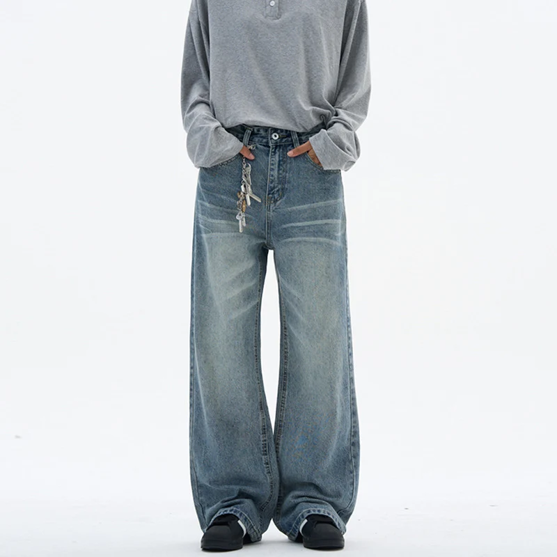 Damen Superweite Baggy-Jeans mit Schlüsselanhänger-Chain und bodenlanger Palazzo-Silhouette Nord Taschen