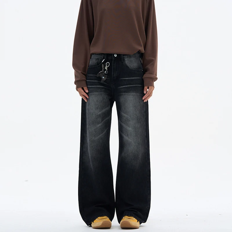 Damen Superweite Baggy-Jeans mit Schlüsselanhänger-Chain und bodenlanger Palazzo-Silhouette Nord Taschen