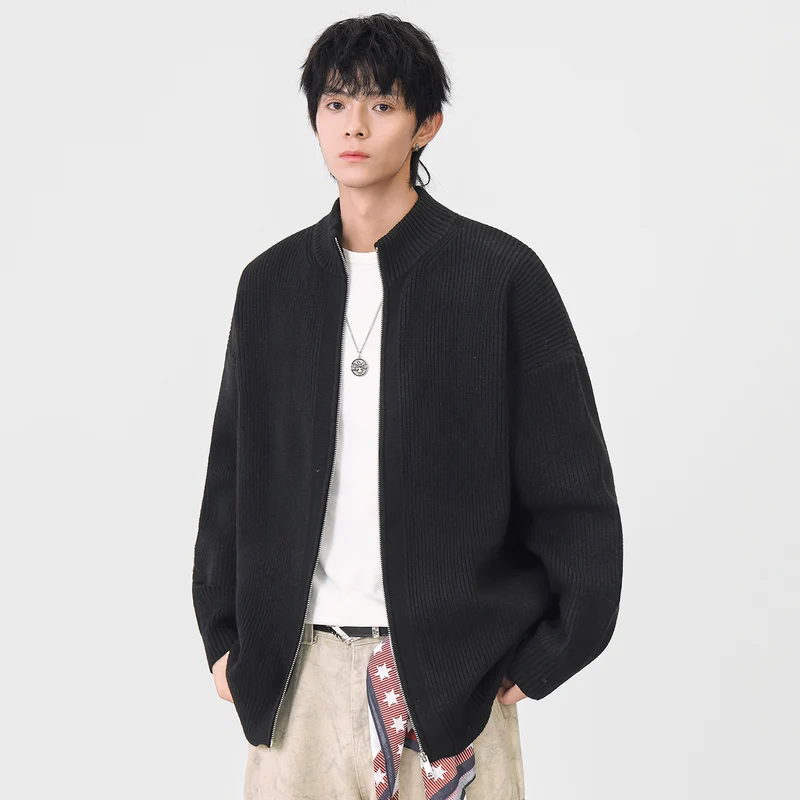 Damen Oversize-Strickjacke mit durchgehendem Reißverschluss und Stehkragen Nord Taschen