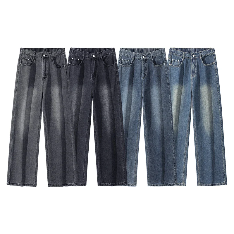 Herren Weite Bodenlange Denim‑Palazzohose mit verlängertem Saum und soften Used‑Akzenten Nord Taschen