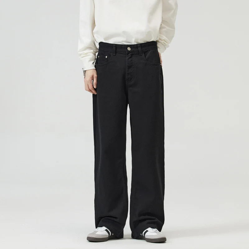 Herren Weite Baumwoll‑Twill‑Hose mit hohem Bund und geradem Bein Nord Taschen