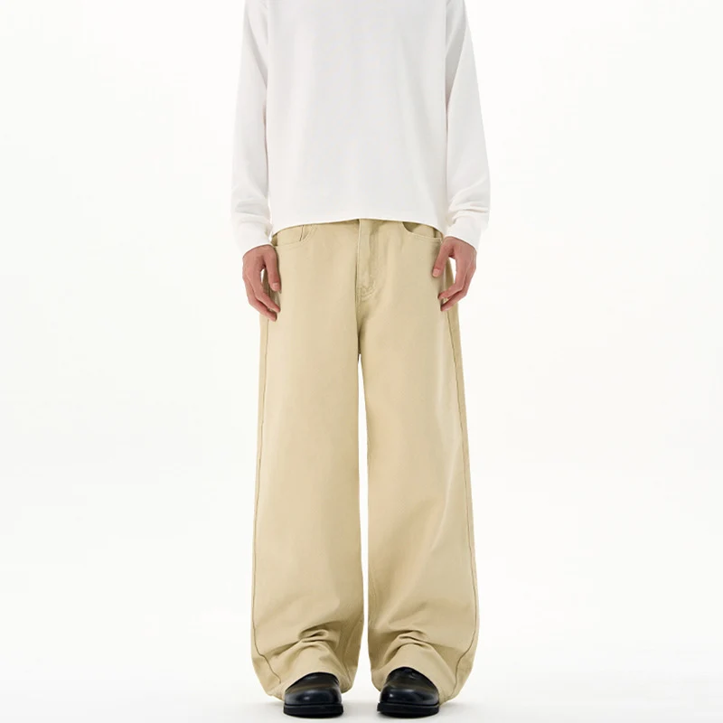 Herren Weite Baumwoll‑Twill‑Hose mit hohem Bund und geradem Bein Nord Taschen