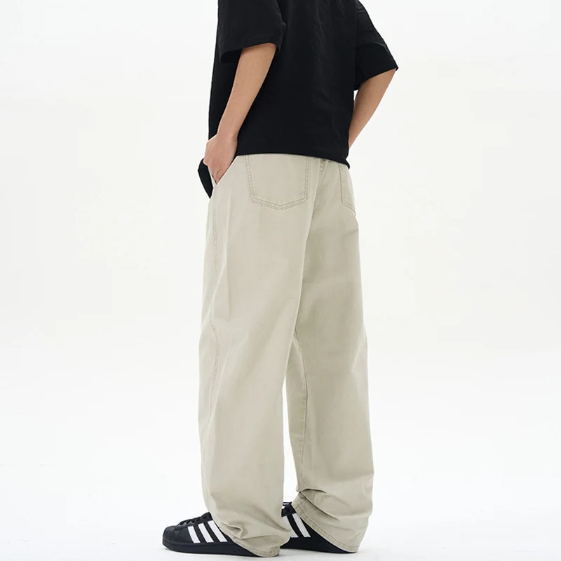 Herren Weite Baumwoll-Baggyhose mit tiefem Schritt und verlängertem Saum Nord Taschen