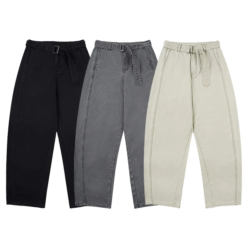Herren Weite Baumwoll-Baggyhose mit tiefem Schritt und verlängertem Saum Nord Taschen